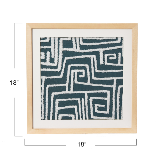 Hello Honey® 18" Square Tufted Abstract Embroidery in Wood Frame